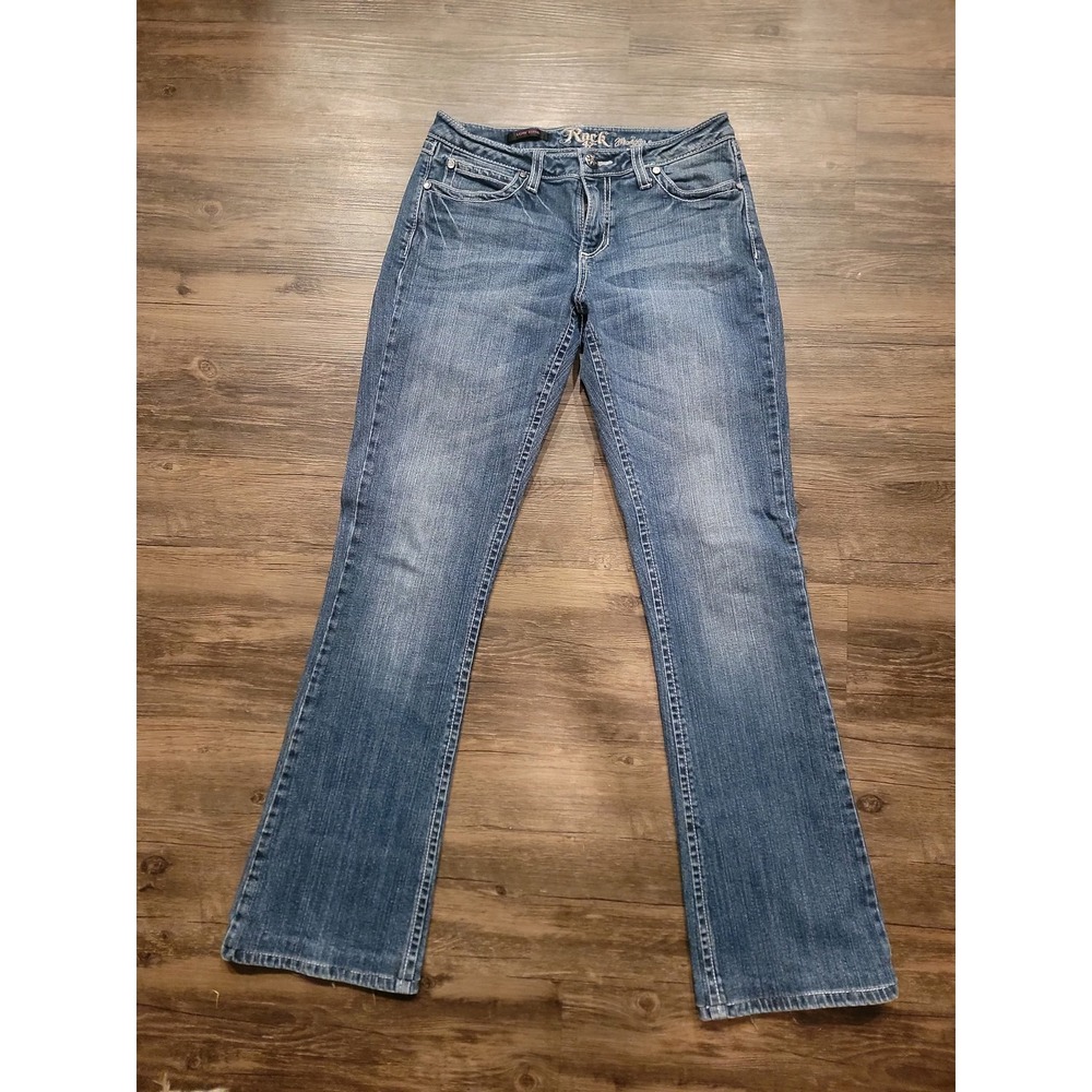 Rock 47 by Wrangler Womens Low Rise Bootcut Jeans Medium‎ Wash Blue  5/6x34